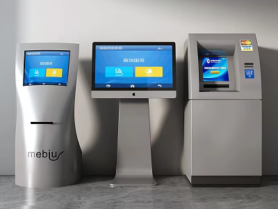Public Facilities Self Service Interactive Kiosks With Digital Screens And User Friendly Interface 3d model