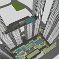 Modern High Rise Residential Complex With Green Courtyard And Urban Surroundings