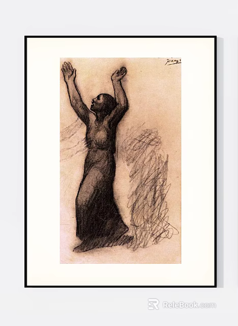 Figure Drawing of Person With Raised Hands Expressing Strong Emotion in Sketch Style 3d model 