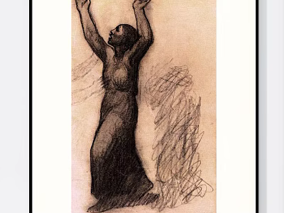 Figure Drawing of Person With Raised Hands Expressing Strong Emotion in Sketch Style 3d model