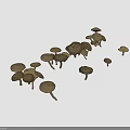 Multiple Brown Mushrooms Displaying Various Sizes And Natural Cap Stem Structures 3d model