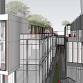 Modern Tall Office Building In Urban Area With Surrounding Buildings Green Spaces And Roads