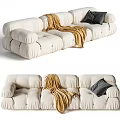 Modern White Large Sectional Sofa With Yellow Blanket And Gray Pillow 3d model