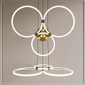 Modern Circular Ring Chandelier with Golden Metal Base and Illuminated Light Strips