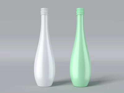 Stylish Inflatable Bottles With Slim Design In White And Green Colors 3d model