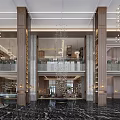 Luxury Spacious Modern Hotel Lobby Interior With Exquisite Chandeliers And High Grade Marble Flooring