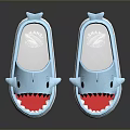 Blue Shark Shaped Slippers Comfortable Home Footwear With Red Mouth Detail And Non Slip Sole