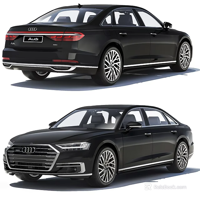 Audi Black Luxury Sedan Front And Rear Exterior View Design 3d model 