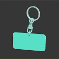 Metallic Keychain With Rectangular Plate Shiny Surface Detailed Truck Design And Key Ring 3d model