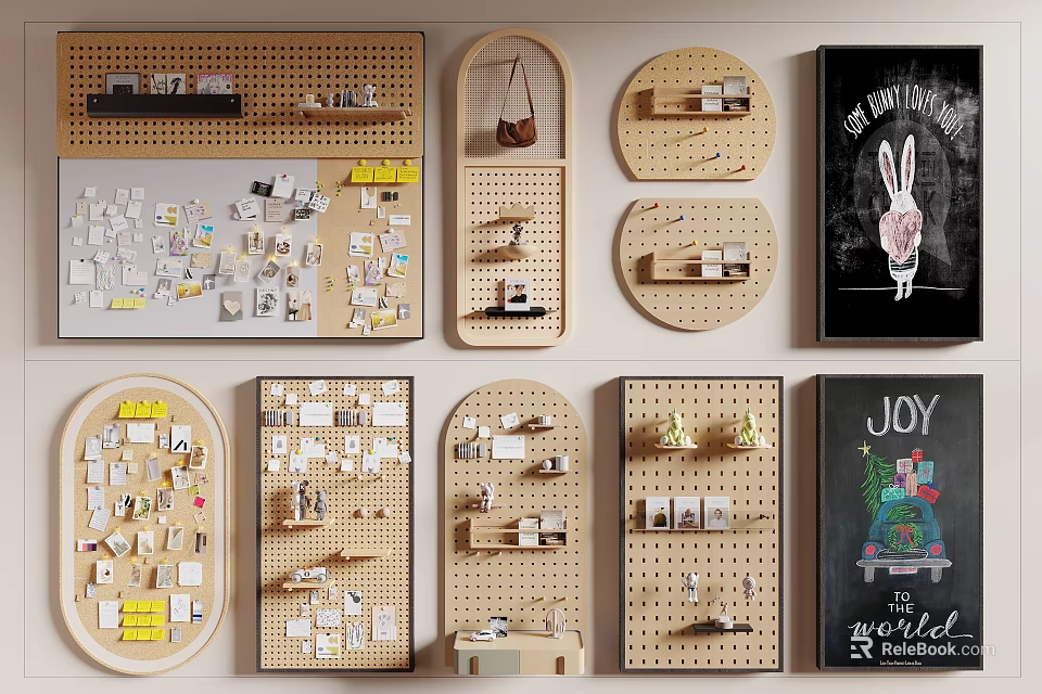 Varied Pegboard Wall Decor And Art Displays 3d model 