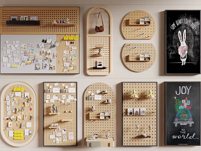 Varied Pegboard Wall Decor And Art Displays 3d model