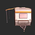 Modern Gray Caravan Exterior With Orange Awning Windows And Trailer Hitch