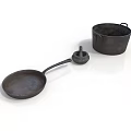 Vintage Cast Iron Frying Pan and Cooking Pot with Handles for Daily Kitchen Use