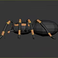 Black and Orange 3D Spider Model with Geometric Design and Yellow Accents