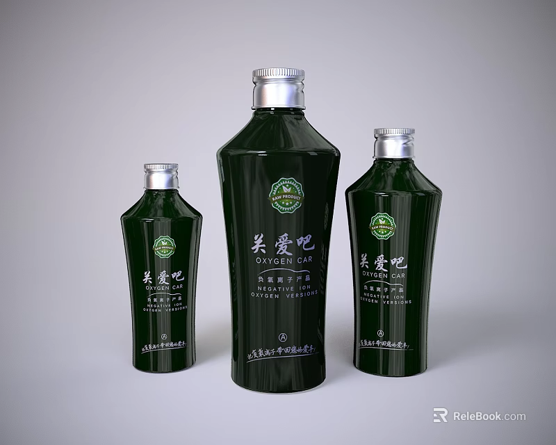 Three Green Ceramic Vessels With Various Sizes And Smooth Surface Design 3d model