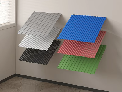 Colorful Corrugated Panels Wall Mounted In Various Colors For Interior Decor 3d model