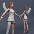 Detailed Game Movie Female Character With White Outfit Red Accents and Wings