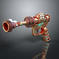 Steampunk Copper Red Gun With Metallic Barrel Rustic Grip And Control Panel