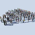 Group of Diverse People Standing Together in Various Poses on Light Blue Background