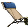 Modern Mesh Lounge Chairs With Blue Cushions Metal Frames And Patterned Blanket 3d model