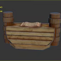 Wooden Decorative Structure Featuring Stacked Pillars Central Platform And Open Book On Top