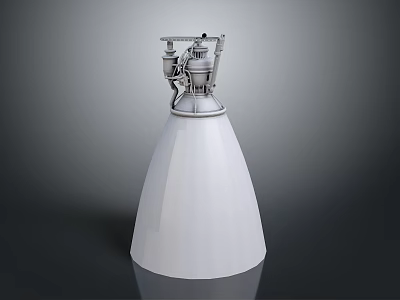 Aerospace Rocket Engine With White Conical Base And Silver Components 3d model