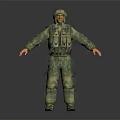 Military Character In Camouflage Uniform With Tactical Vest And Full Body Combat Gear