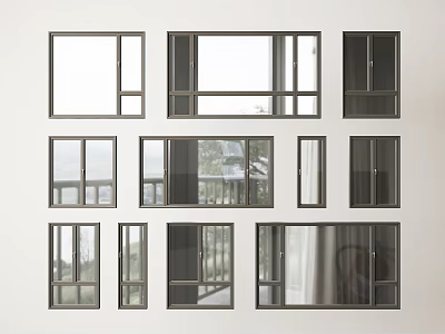 Various Casement Window Designs Featuring Modern Styles Aluminum Frames And Tempered Glass 3d model