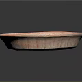 Traditional Pink And Beige Carved Circular Plate With Central Design And Decorative Edges