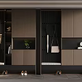 Modern Entryway Storage Cabinet Design With Hooks Bench Shoes And Decorative Plants