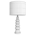 White Spiral Base Table Lamp With Light Fabric Lampshade And Stacked Circular Design