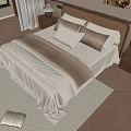 Cozy Double Bed Bedroom Interior With Bedside Tables Table Lamps Open Book And Wooden Floor