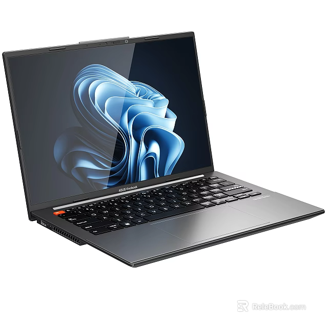 Slim Lightweight Metal Laptop With Blue Abstract Wallpaper On High Resolution Screen 3d model 