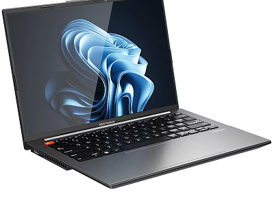 Slim Lightweight Metal Laptop With Blue Abstract Wallpaper On High Resolution Screen 3d model