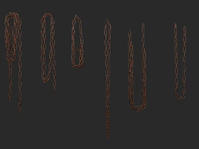 Various Decorative Metal Chains In Different Hanging Styles And Shapes 3d model