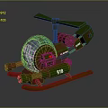 Green And Red Helicopter 3D Model With Transparent Cockpit And Number 918