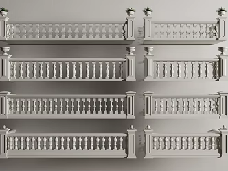European-style guardrail marble railing balcony guardrail fence Aquarius pillar 3d model