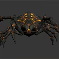 Lava Themed Spiky Armored Spider Game Movie Character with Fiery Features