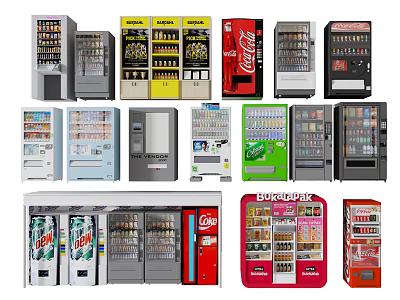 Commercial Equipment Various Branded Vending Machines For Beverages And Snacks 3d model