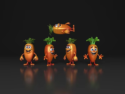 Carrot Cartoon Carrot Head Carrot Ghostface Cartoon Personification Carrot Human Fruit Vegetable Cartoon Material Cartoon Elements 3d model