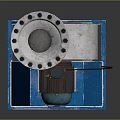 Mechanical Equipment With Blue Base Silver Top And Green Motor Components