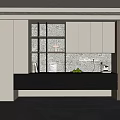 Modern Minimalist Sideboard With Open Shelves Dark Drawers And Decor Items 3d model