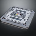Futuristic Control Panel Design With Metallic Surface Warning Label And Geometric Edges