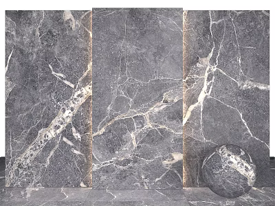 Elegant Marble Panel Components With Natural Veins And Decorative Sphere 3d model