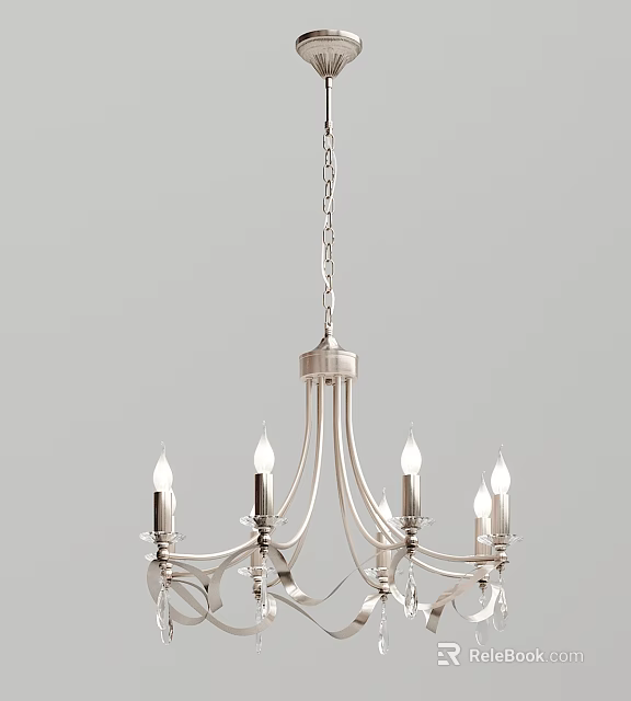Modern Decorative Chandelier With Metal Frame And Multiple Light Arms 3d model 