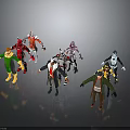 3D Character And Creature Models With Various Outfits And Colorful Designs 3d model