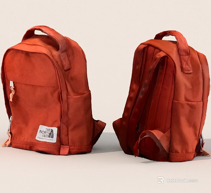Orange Backpack Front And Back View With Stylish Design On White Background 3d model 