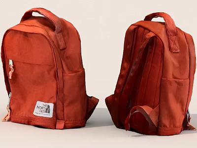 Orange Backpack Front And Back View With Stylish Design On White Background 3d model