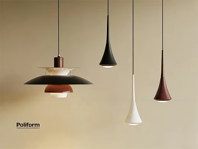 Modern Pendant Lights With Diverse Shapes And Contemporary Design In Black White Brown 3d model