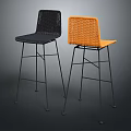 Woven Black And Orange Bar Stools With Metal Legs Modern Minimalist Design